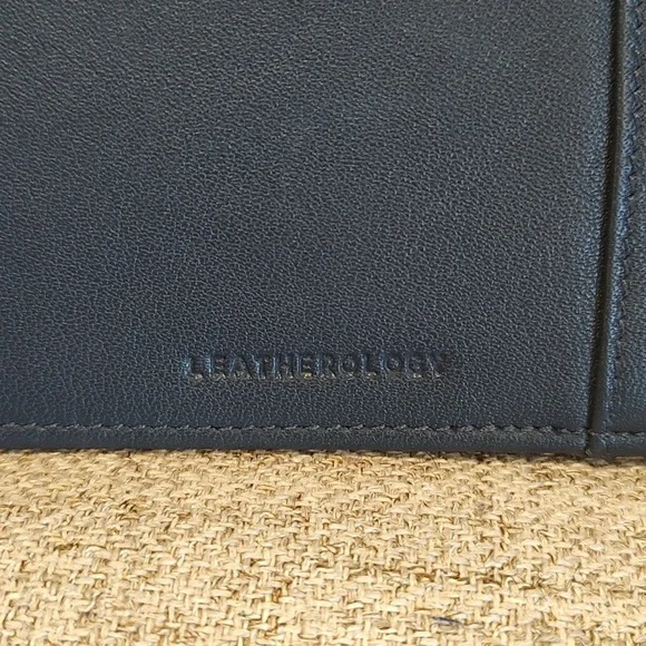 Leatherology Passport Cover 🔵 Blue Discrete Initials *LMJ* - Picture 3 of 6